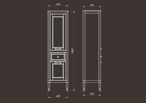 Шкаф-пенал ASB-Woodline Гранда 40 R белый (патина серебро)